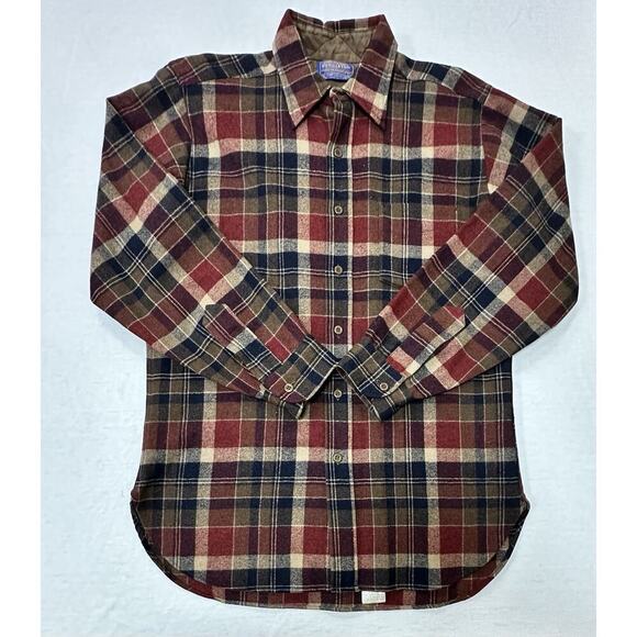 Pendleton Men's 100%Virgin Wool Plaid Shirt M Made in USA Vintage Western Multi